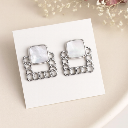 Aretes Madre Perla · Cadena Plata