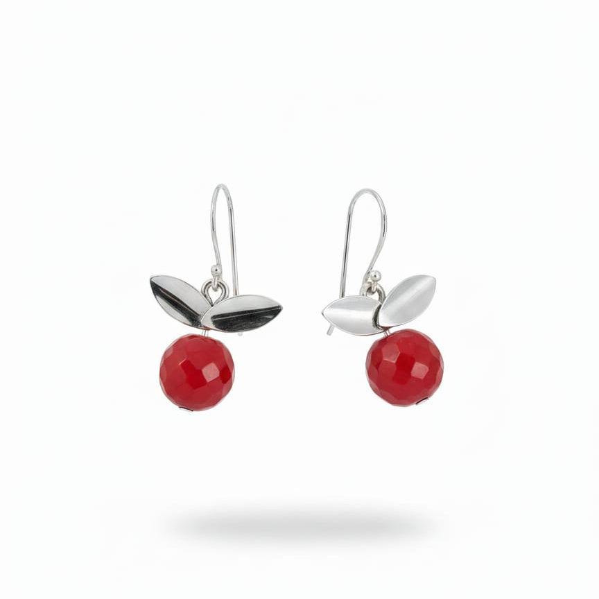 🍒 Aretes Colgantes "Baya Roja" con Diseño Orgánico