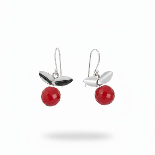🍒 Aretes Colgantes "Baya Roja" con Diseño Orgánico