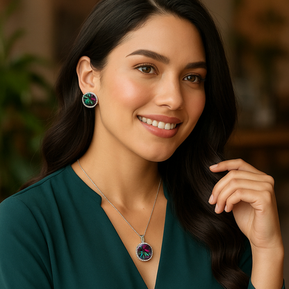 Juego Multicolor en Plata .925