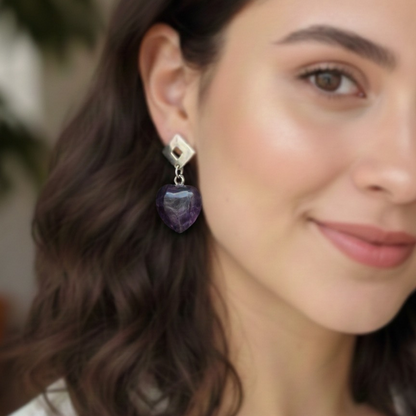 Aretes Corazón de Amatista
