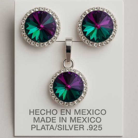 Juego Multicolor en Plata .925