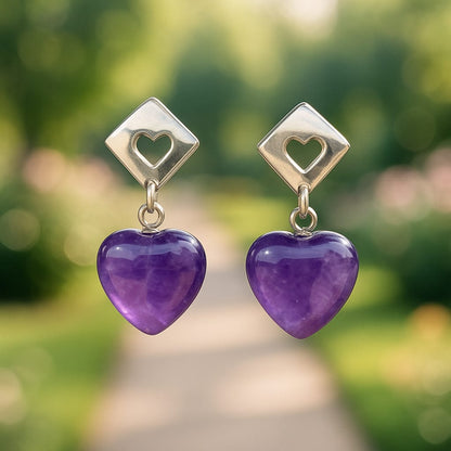 Aretes Corazón de Amatista